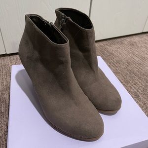 Brown suede ankle booties, lightly used